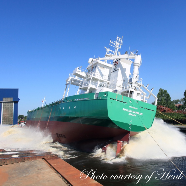 Arklow Rambler successfully launched 7th July 2023 at Royal Bodewes Shipyard